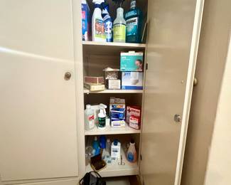 Personal items, bandages, cleaning products, heating pad