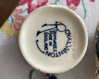 Bottom of china set, showing RW