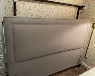 Queen headboard, taupe fabric