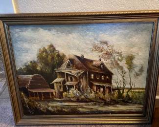 Oil painting, farm house