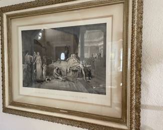 Etching Pompei in ornate frame