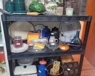 Hopewell china, dazey churn, mccoy teapot, red handled vintage hand mixer