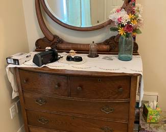 antique oak dresser with mirror