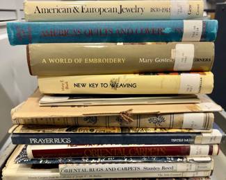 ORIENTAL RUGS, JEWELRY, WEAVING, RUGS AND CARPETS, EMBROIDERY, QUILTS ANTIQUE AND VINTAGE BOOKS.