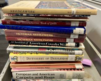 CARPETS AND RUGS, QUILTS, NEEDLEWORK ANTIQUE AND VINTAGE BOOKS.