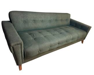 MidCentury Modern Tufted Green Fabric Sofa