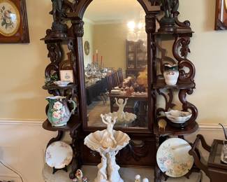 Antique marble top etagere 