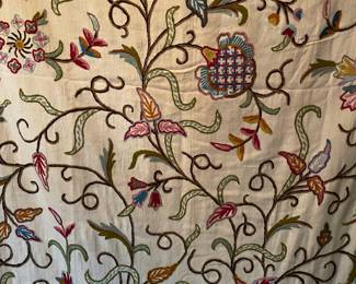 1 of 4 crewel drapery panels