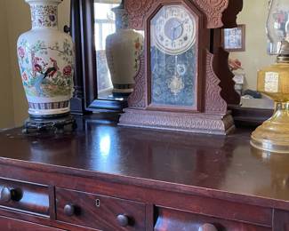 Chinese lamp, shelf clock, oil lamp