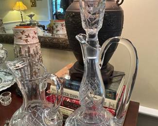 Chinese bronze lamp, cut glass