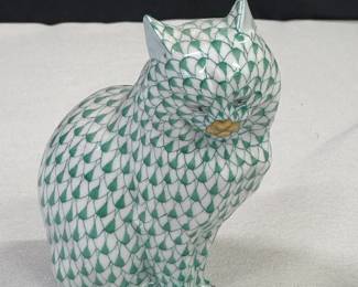 003 Herend Hungary Porcelain Figurine Cat, Numbered