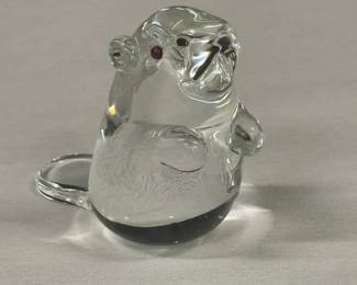 006 Steuben Crystal Beaver With Red Eyes