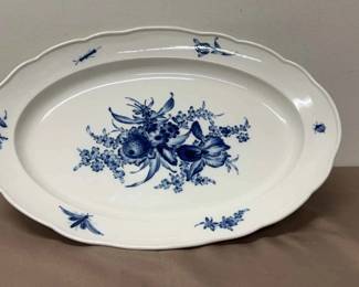 Meissen Porcelain Blue Flowers Insects Serving Tray