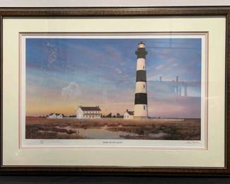 Framed Bodie Island Light Signed numbered by Alan Cheek