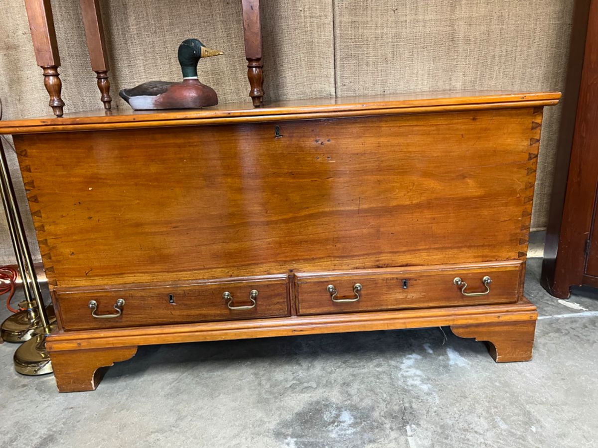 Large Cherry Dovetailed Chippendale Blanket Chest