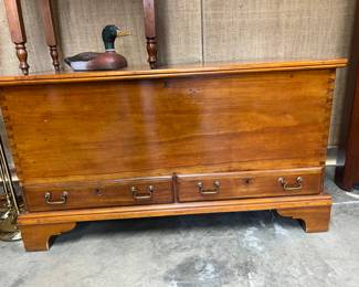 Large Cherry Dovetailed Chippendale Blanket Chest