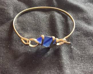 Blue Sea Glass Bangle Bracelet