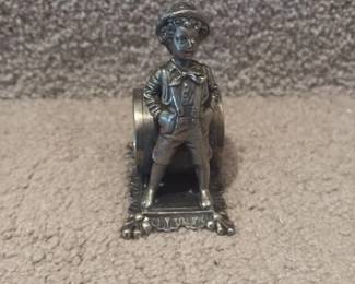 vintage Pewter Napkin Ring with Boy Figure