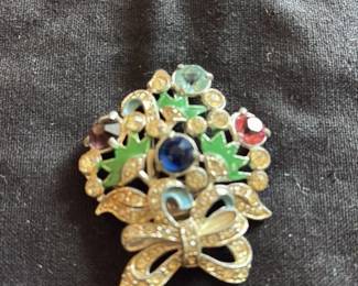 Vintage Rhinestone and Enamel Brooch