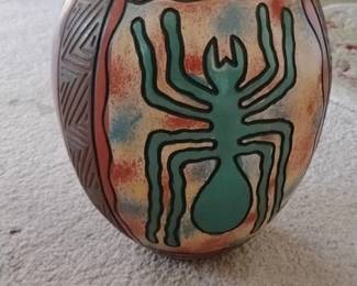 Southwestern Style Ceramic Vase with Spider Motif
