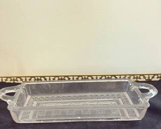 Antique Crystal Candy Dish with Handles