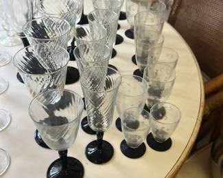 Set of Vintage Etched Crystal Wine Glasses
