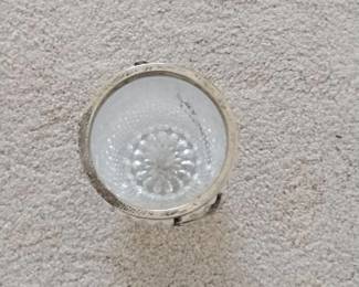 Vintage Crystal Ice Bucket with silver plated Handle and rim