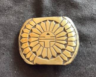 Vintage Native American Sterling Silver Concho Belt Buckle