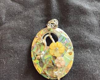 Abalone Shell and Mother of Pearl Flower Pendant
