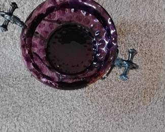 Victorian Amethyst Glass and Metal Epergne