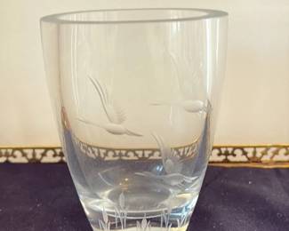 Etched Crystal Tumbler with Flying Birds