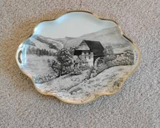 Vintage Decorative Plate with Mill Scene