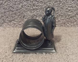 Vintage Pewter Monk Napkin Ring Holder