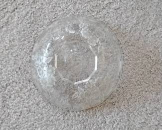 Vintage Glass Bowl with Floral Etching