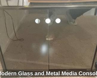 Modern Glass and Metal Media Console