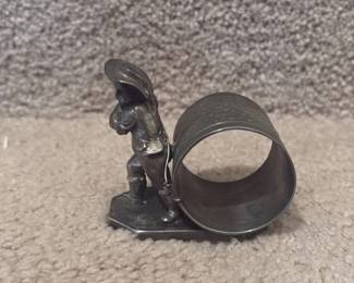 Vintage Metal Napkin Ring with Figural Embellishment