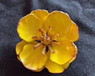 Vintage Enamel Flower Brooch