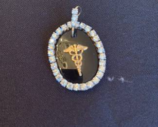 Caduceus Pendant with Rhinestones