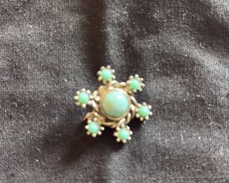 Vintage Opal and Turquoise Starburst Brooch