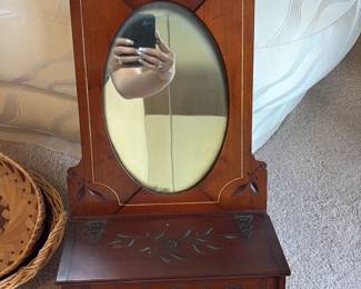 Antique Wooden Box with Mirror