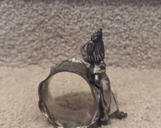 vintage Pewter Napkin Ring with Figural Cherub
