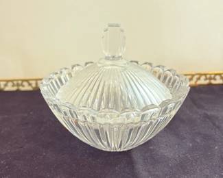 Vintage Crystal Candy Dish with Lid