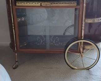Vintage Italian Marquetry Bar Cart