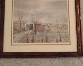 Covered Bridge Watercolor Painting
