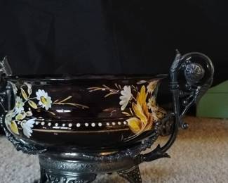 Victorian Amethyst Glass and Metal Epergne