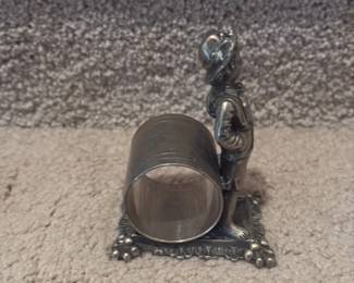 vintage Pewter Napkin Ring with Boy Figure