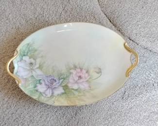 Hand Painted Porcelain Serving Tray with Floral Motif