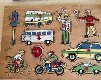 Vintage wooden Peg Puzzles (Farm, Circus, Traffic, Vehicles)