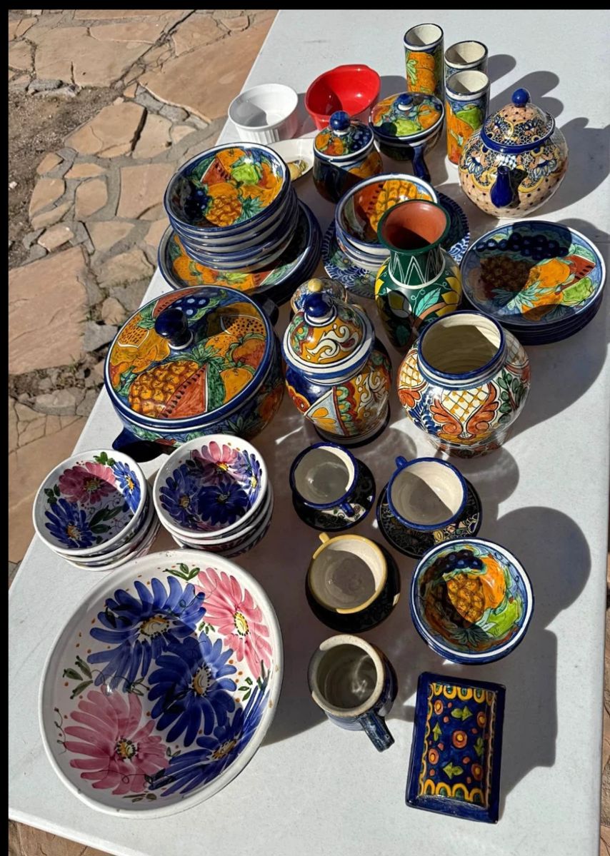 Assorted talavera pieces and patterns