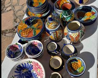 Assorted talavera pieces and patterns